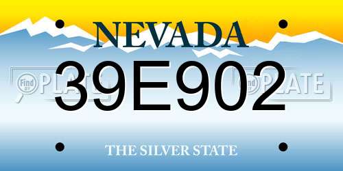 39E902 Nevada License Plate