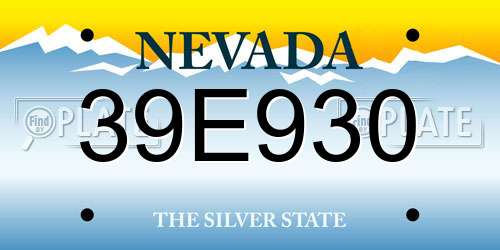 39E930 Nevada License Plate