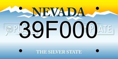 39F000 Nevada License Plate