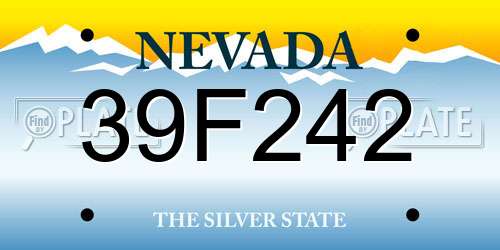 39F242 Nevada License Plate