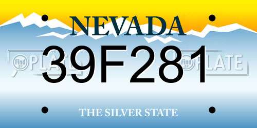39F281 Nevada License Plate