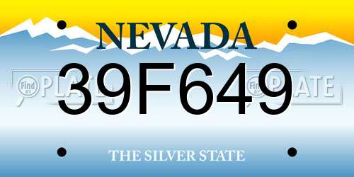 39F649 Nevada License Plate