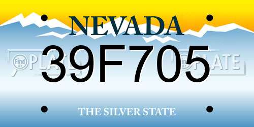 39F705 Nevada License Plate