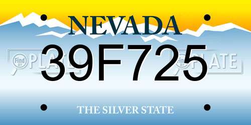 39F725 Nevada License Plate