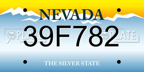 39F782 Nevada License Plate