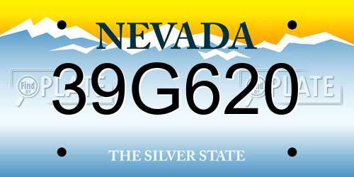 39G620 Nevada License Plate