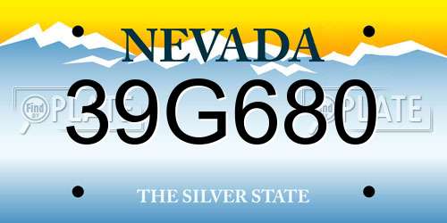 39G680 Nevada License Plate