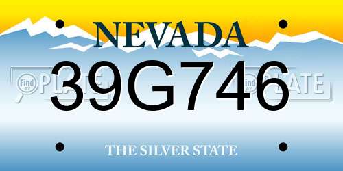 39G746 Nevada License Plate