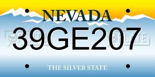39GE207 Nevada License Plate