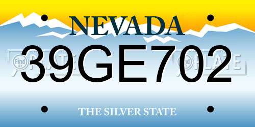 39GE702 Nevada License Plate