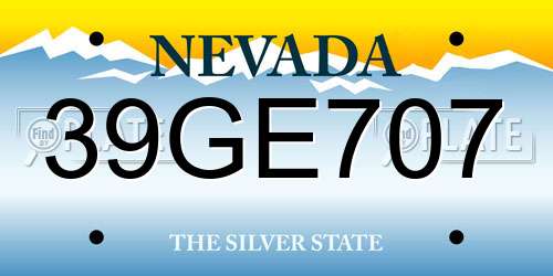 39GE707 Nevada License Plate