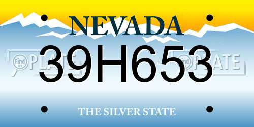39H653 Nevada License Plate