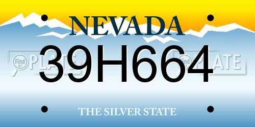 39H664 Nevada License Plate