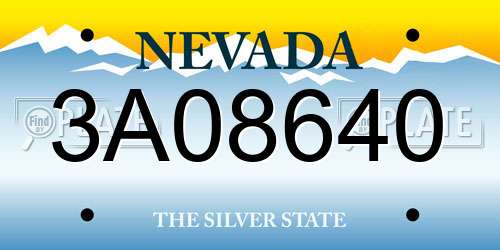 3A08640 Nevada License Plate