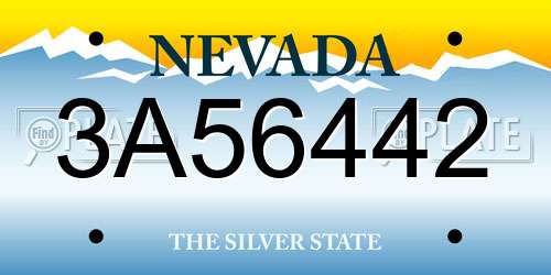 3A56442 Nevada License Plate
