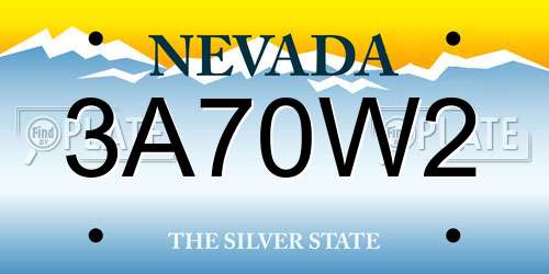 3A70W2 Nevada License Plate