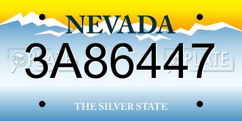 3A86447 Nevada License Plate
