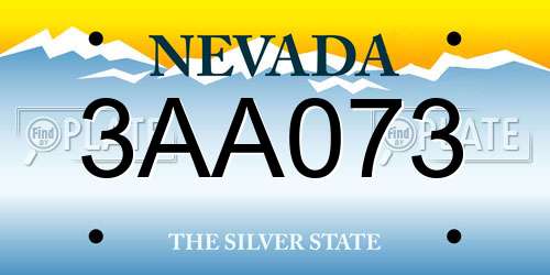3AA073 Nevada License Plate