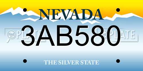 3AB580 Nevada License Plate