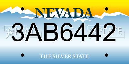 3AB6442 Nevada License Plate