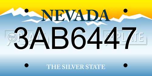 3AB6447 Nevada License Plate