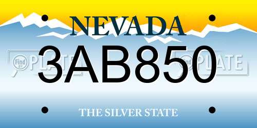 3AB850 Nevada License Plate