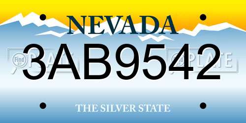 3AB9542 Nevada License Plate
