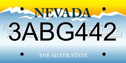 3ABG442 Nevada License Plate
