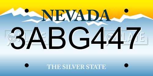 3ABG447 Nevada License Plate