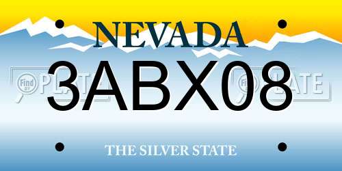 3ABX08 Nevada License Plate