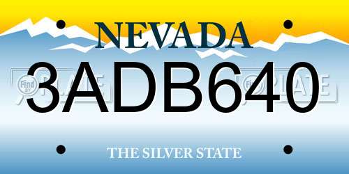 3ADB640 Nevada License Plate