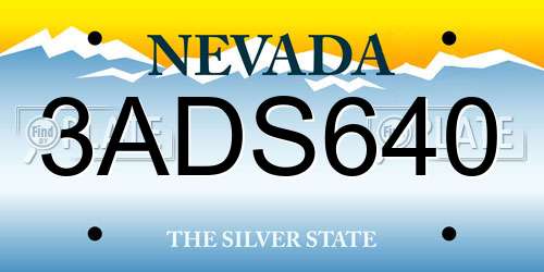 3ADS640 Nevada License Plate