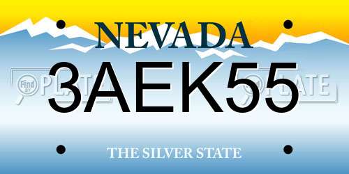 3AEK55 Nevada License Plate