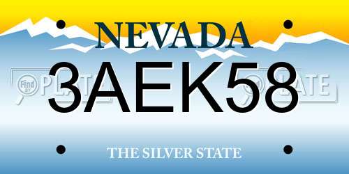 3AEK58 Nevada License Plate