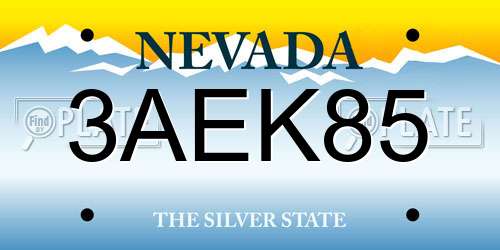 3AEK85 Nevada License Plate
