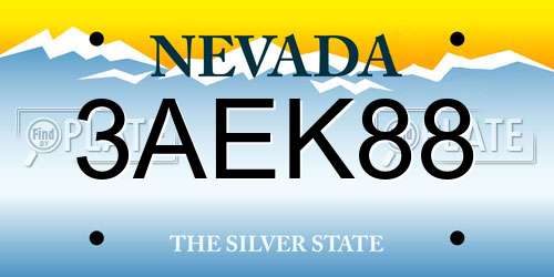 3AEK88 Nevada License Plate