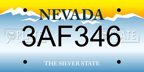 3AF346 Nevada License Plate