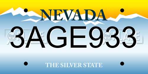 3AGE933 Nevada License Plate