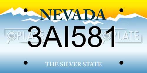 3AI581 Nevada License Plate