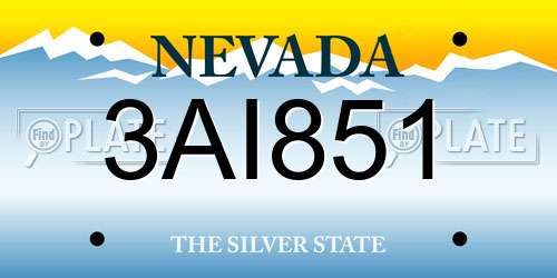 3AI851 Nevada License Plate