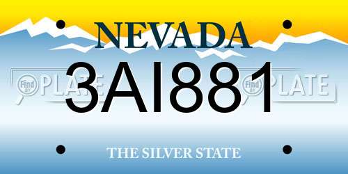 3AI881 Nevada License Plate
