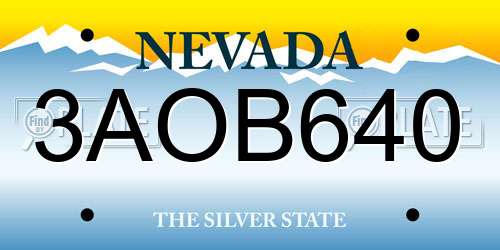 3AOB640 Nevada License Plate