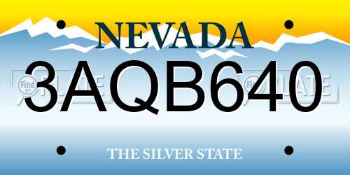 3AQB640 Nevada License Plate