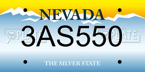 3AS550 Nevada License Plate