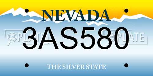 3AS580 Nevada License Plate