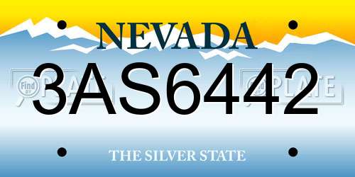 3AS6442 Nevada License Plate