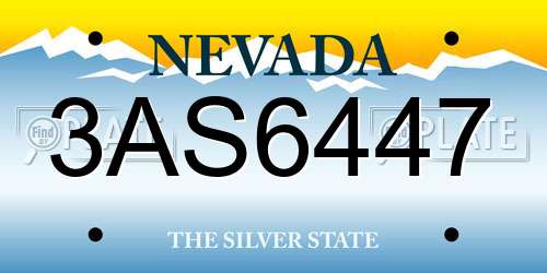 3AS6447 Nevada License Plate