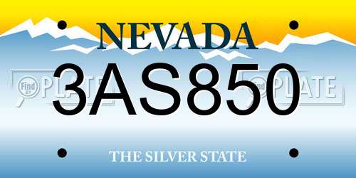 3AS850 Nevada License Plate