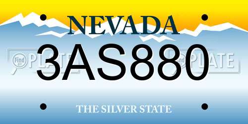 3AS880 Nevada License Plate