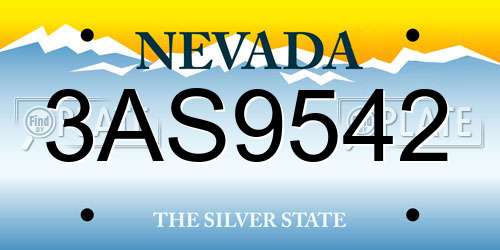 3AS9542 Nevada License Plate